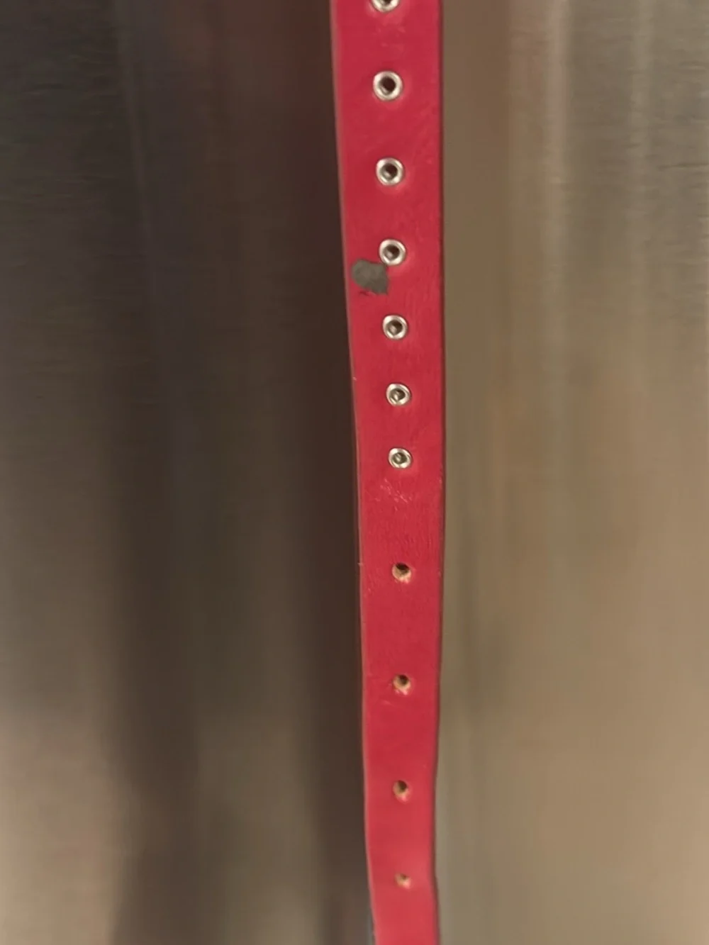 Vintage /Retro Red Skinny grommet/eyelet belt, fits 37–40” waist
